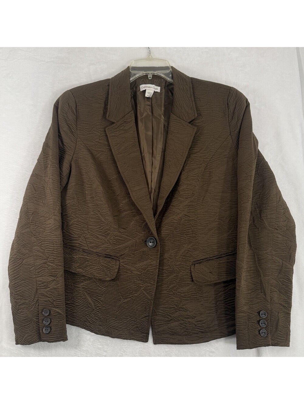 Coldwater Creek Jacket Small Brown Blazer 1 Button Lightweight Womens NEW